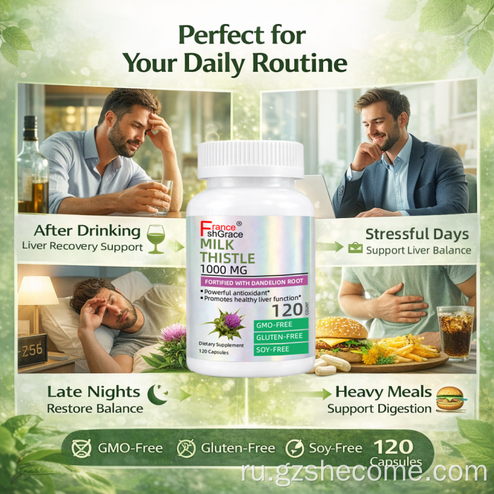 Капсулы для детоксикации печени Shecome Milk Thistle Detox Health